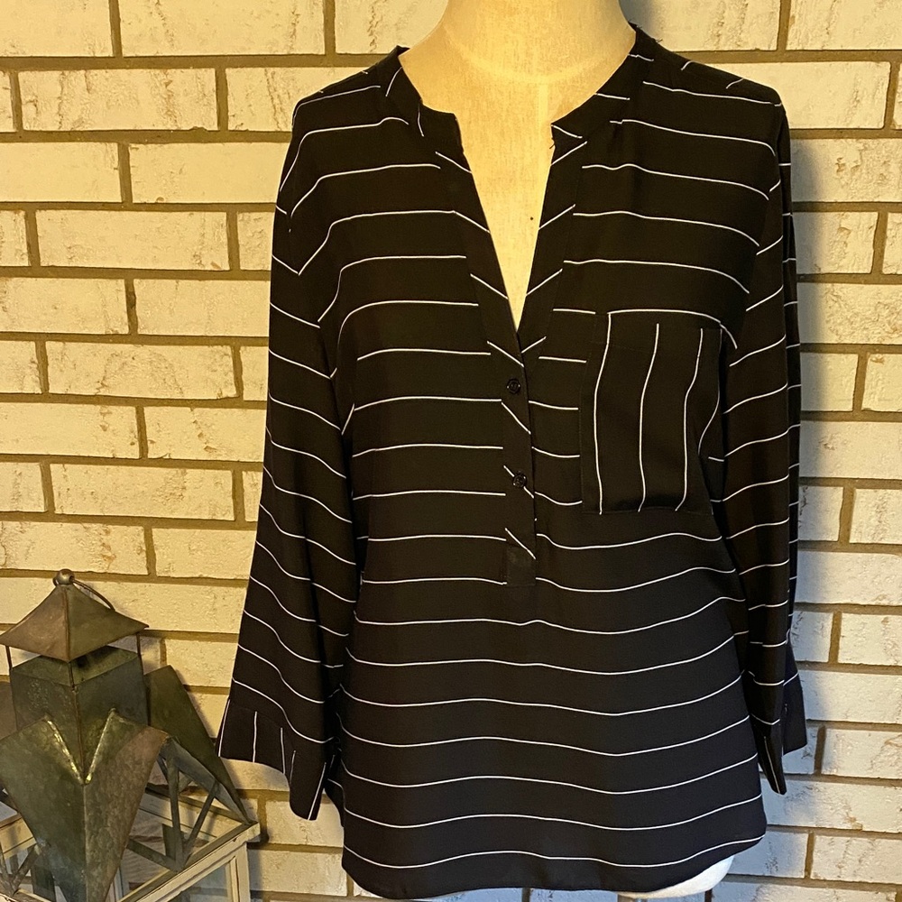 Atmosphere Black and White Striped Blouse
